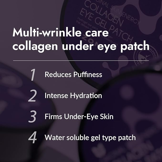 MIZON Collagen Eye Gel Patch with Hydrolyzed Collagen, Caviar, and Chamomile for Firming, Nourishment, and Wrinkle Care – 60pcs –