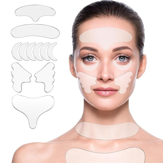 Neck Wrinkle Patches – Reusable Silicone Patches for Chest, Forehead, Under Eye, Neck, Nasolabial Folds – Anti Wrinkle Pads for Firming, Smoothing Fine Lines, Anti-Aging Skincare, 11 Pcs