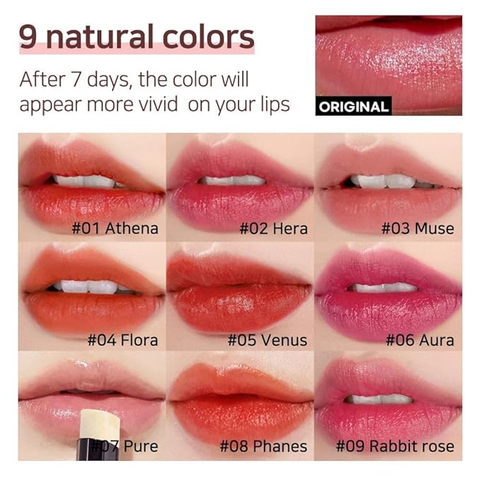 Lux Triple Lip Cure Balm (0.17 oz) (ATHENA (Red Orange)) 4 million units sold in Korea, Natural Tinted Korean Lip Balm, Petroleum/Paraben Free, Lip Butter,lip balm hydrating,tinted moisturizer
