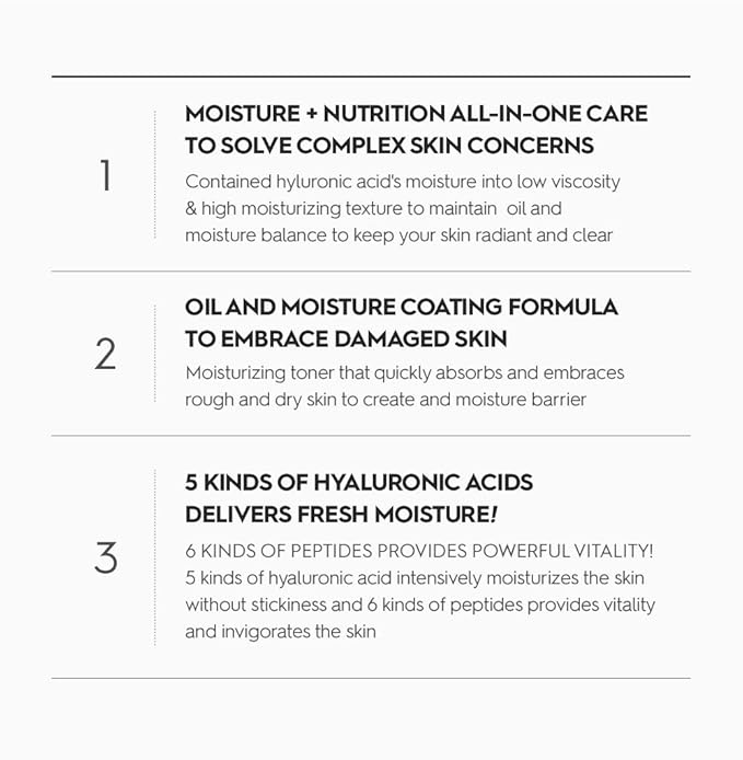 Snp 6 Peptides + 5 Hyaluronic Acid Facial Toner | Moisturizing, Soothing & Firming Korean Skincare for Dry & Sensitive Skin | Daily Face Toner | Peptaronic | 10.8 Fl Oz