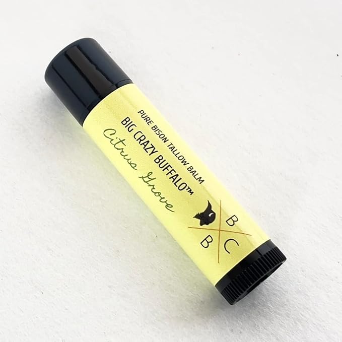 Pure Bison Tallow Lip Balm, Citrus Grove, (5 pack) - Lemongrass & Lemon, Moisturizing, Non-Habit Forming