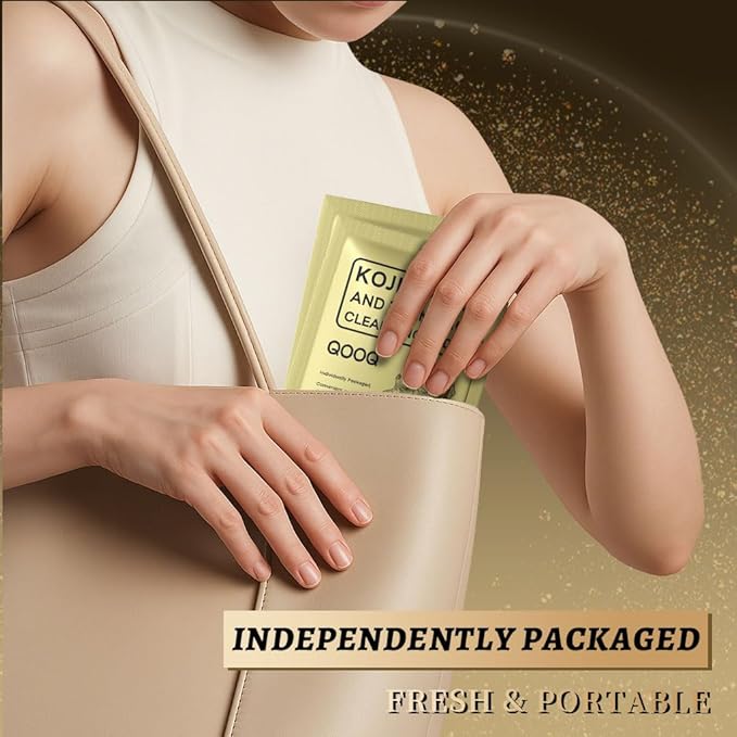 Individually Sealed Turmeric Kojic Acid Cleansing Pads - Stays Fresh, Hygienic! (60 Pads) - Gentle Brightening Exfoliator for Dark Spots & Hyperpigmentation, Travel-Size