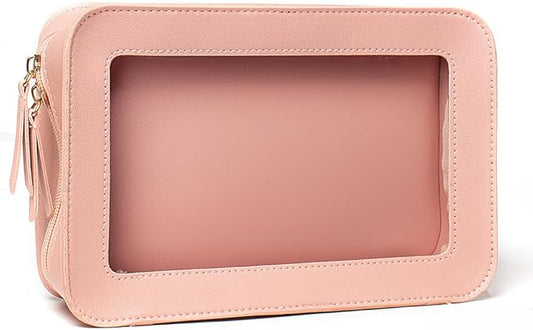 Clear Makeup Bag Small, TSA Approved Portable Toiletry Bag with Zipper Cosmetic Travel Bag Makeup Organizer Case Mini Makeup Pouch for Purse Car Organizer Bag for Women Men