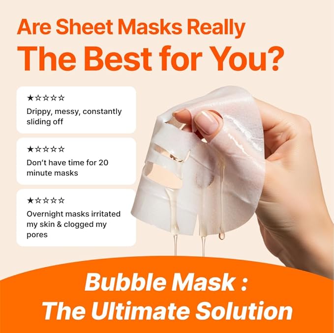MENOKIN 30 Seconds Quick Bubble Mask [BRIGHT] - [Vitamin C] [Glutathione & Niacinamide] in Micro-bubbles for Dark Spots, Uneven Skin Tone, Korean Skin Care Essential, 70 Uses, 3.21 fl.oz