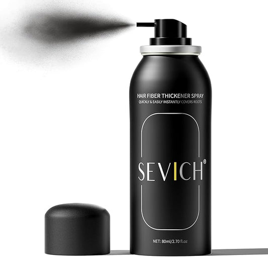 Sevich Hair Fiber Spray - Instant Hair Thickening Powder for Men & Women, Hair Building Fibers for Thinning Hair, Root Touch Up Hair Color, Waterproof, Sweatproof, Natural Look,80ml Black