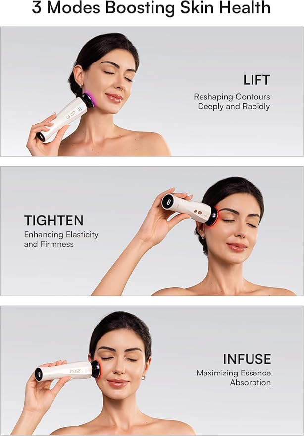 INIA 3-in-1 Red Light Therapy for Face and Neck Facial Massager True Beauty Glow Device, Lifting & Firming Skincare Tool