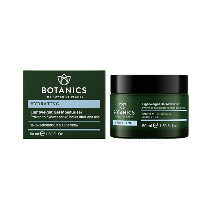 Botanics Lightweight & Hydrating Face Moisturizer for Women & Men - Gel Facial Moisturizer for Dry Skin - Enriched with Snow Mushroom & Aloe Vera - Vegan & Cruelty-Free 48-Hour Hydration (1.69 Fl Oz)