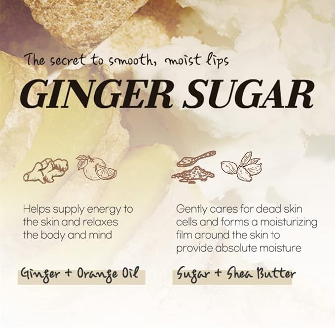 ETUDE Ginger Sugar Lip BalmStick Treatment 4g | Gentle Korean Lip Skin Care| Smooth and Moist Lips| Natural Ingredients Nourish & Hydrate Ginger, Sugar, Shea Butter Give Moisturizing Relaxing Effect