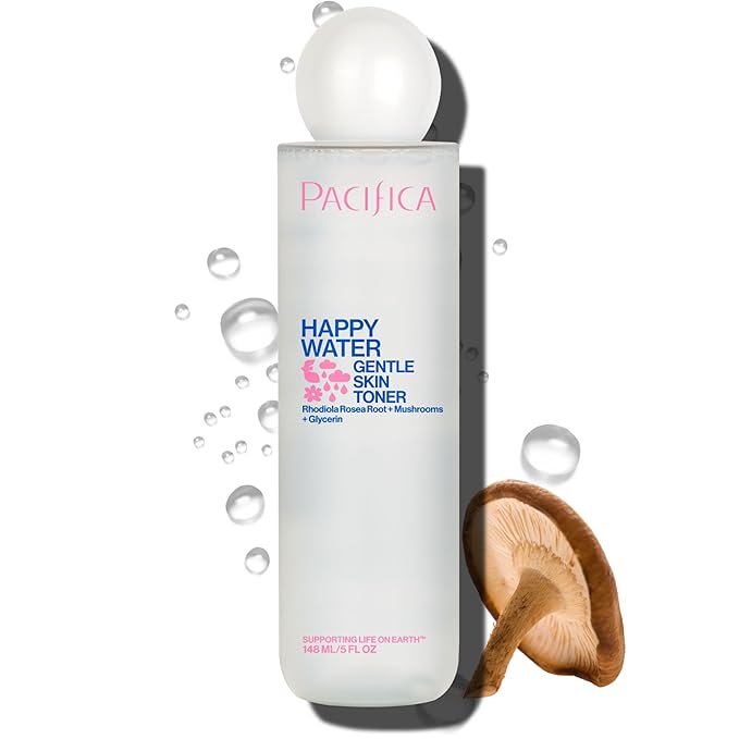 Pacifica Happy Water Hydrating Facial Toner Mist – Vegan Ceramides, Hyaluronic Acid & Electrolytes, Refreshing & Calming for Balanced Skin, Clean Beauty, Vegan, Cruelty-Free, All Skin Types, 4 oz