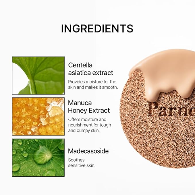 Parnell Cicamanu Serum Cushion 51W Plum Truffle0.52 fl oz | Hydrating Serum Foundation for Soothing, Pore Blurring & Radiant Glass Skin | Lightweight Korean Cushion for Sensitive Skin | K-Beauty