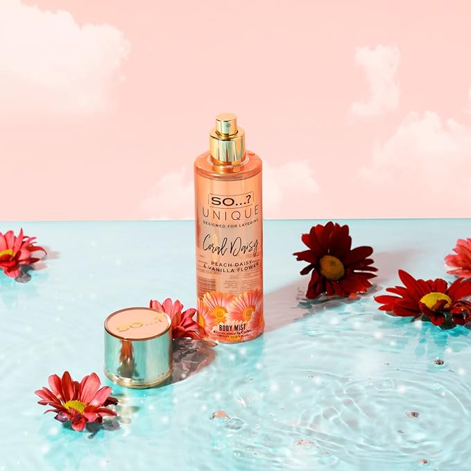 So…?...? Unique Coral Daisy Body Mist - Perfume for Women - Gourmand Fruity Vanilla Perfume - Gifts - Body Spray for Women - 5.1 oz