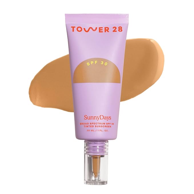 Tower 28 Beauty SunnyDays SPF 30 Tinted Mineral Sunscreen - For Sensitive Skin - 2-in-1 Facial Broad Spectrum UVA/UVB Protection + Foundation – Shade 30 PCH, 1 Fl Oz
