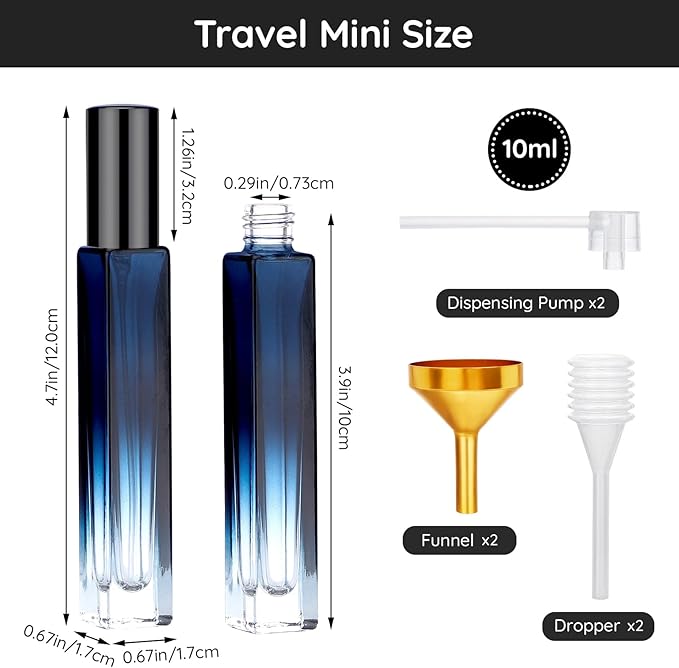 Segbeauty 10 Packs Perfume Bottles Empty, 10ml Refillable Portable Cologne Sprayer, 0.34oz Glass Spray Bottles for Dispensing Perfume, Mini Travel Size Perfume Atomizer Sample Container for Frangrance