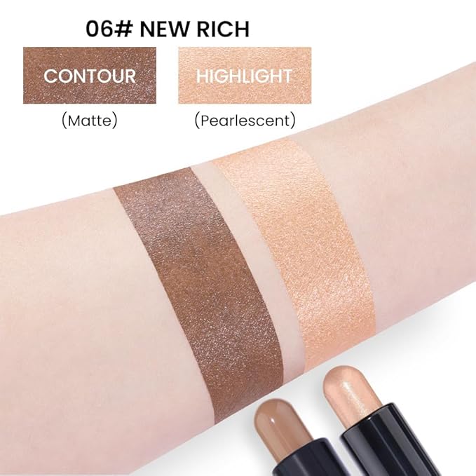 evpct 2in1 Face Shaping & Contouring Stick Cream Contour Concealer Bronzer Stick Makeup Kit for Beginner Face Highlighter Makeup Stick contorno maquillaje de maquillaje profesional,NEW Rich