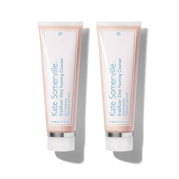 Kate Somerville EradiKate 3% Sulfur Daily Foaming Cleanser Acne Treatment – Clinically Formulated Medicated Face Wash Balances Skin and Cleans Pores, 2-Pack of 4 Fl Oz Each