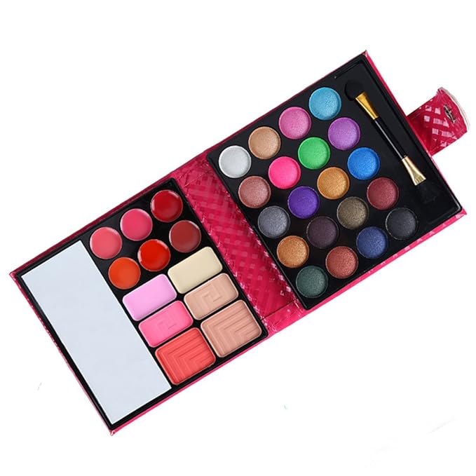 Professional All In One Makeup Kit Colorful 20 Eyeshadow, 6 Lip Glosses 3 Blushers 2 Powder 1 Concealer 1 Mirror 1 Brush, Long Lasting Beauty Full Makeup Set, Present Gifts for Girls Women
