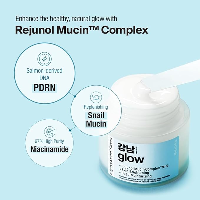 Rejunol Mucin PDRN Facial Cream 3.7 floz - 91.5% Snail Mucin Moisturizer with Hyaluronic Acid & Panthenol I Korean Skincare I Face Moisturizer for Women | Salmon DNA