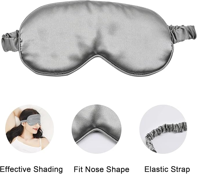 Sleep Mask 4 Pack Silk Eye Cover Soft Satin Blindfold Elastic Strap Night Eyeshade Travel Nap for Women Men