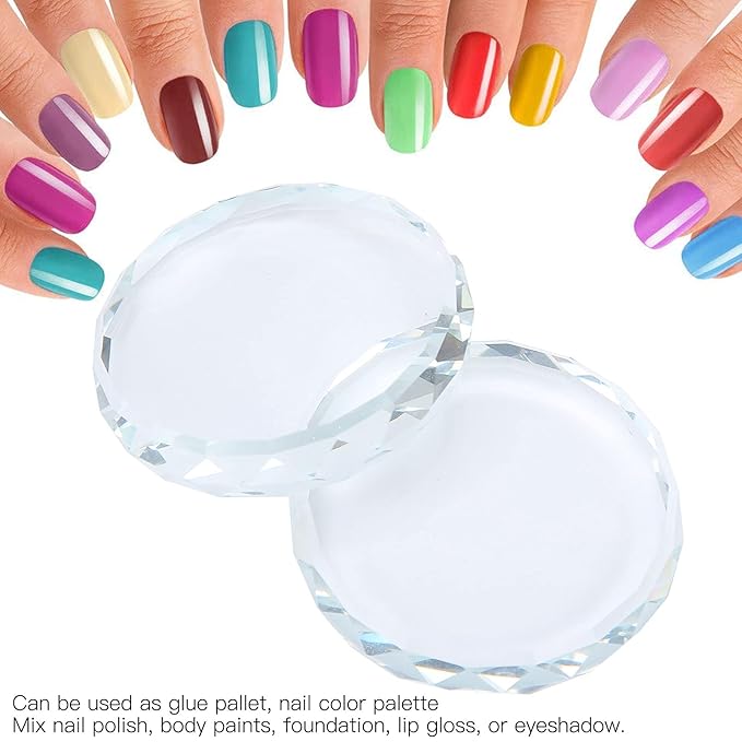 2PCS Nail Art Painting Color Toning Glass Board, Mixed Color Palette Makeup Display Board,Nail Polish False Eyelash Glue Hold Makeup Pallet Nail Art Display Cosmetic Mixing Tools