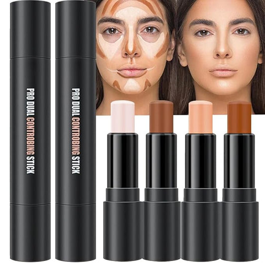 evpct 4 Colors Cream Contour Stick Makeup Kit Set Concealer Bronzer Stick Cream Contour Palette Contour Contouring Makeup Kit for Beginner Liquid Face Highlighter Makeup Stick contorno maquillaje 1+3
