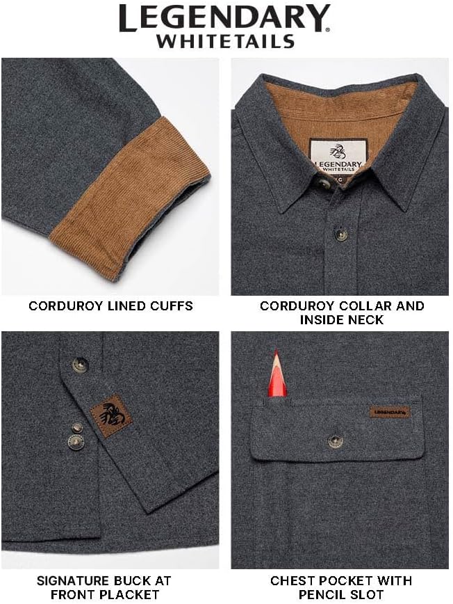 Legendary Whitetails Men's Flannel Shirt Long Sleeve Button Down 100% Cotton