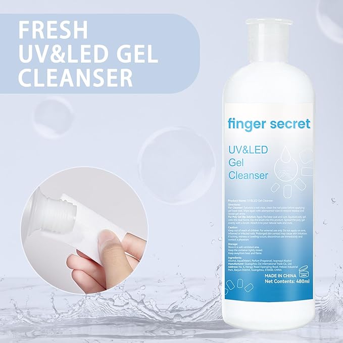 Gel Nail Cleanser,finger secret Gel Cleanser 480ML,UV LED Gel Cleanser,Nail Surface Cleanser,Nail Cleaning Solution for UV Gel Nail Polish Lacquer Nails Care