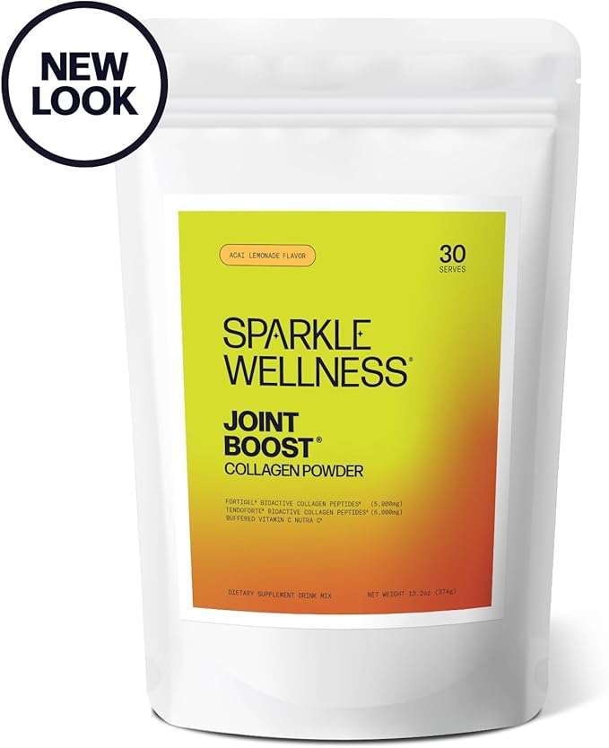 Sparkle Wellness FORTIGEL & TENDOFORTE Collagen Peptides | Collagen with Calcium Ascorbate Vitamin C to Support Joint Mobility, Tendon & Ligament Health | Joint Boost (Acai Lemonade) [30-Serves]