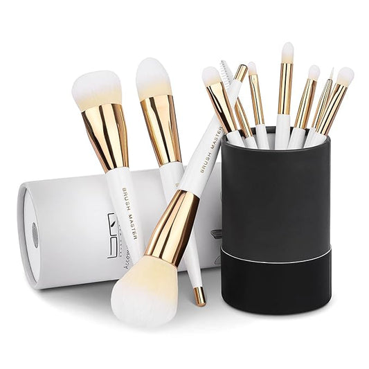 Makeup Brushes Set 10Pcs Professional Kabuki Foundation Eyeshadow Blush Blending Lip Full Face Cosmetic Kit W/Makeup Brush Set with Holder