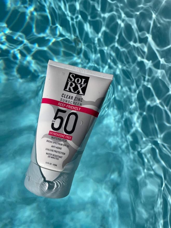 SolRX MINERAL+ SPF 50 Sunscreen - Zinc Oxide Sunscreen, Water Resistant Sunscreen, Reef Safe Sunscreen, Broad Spectrum Sunscreen for Face and Body