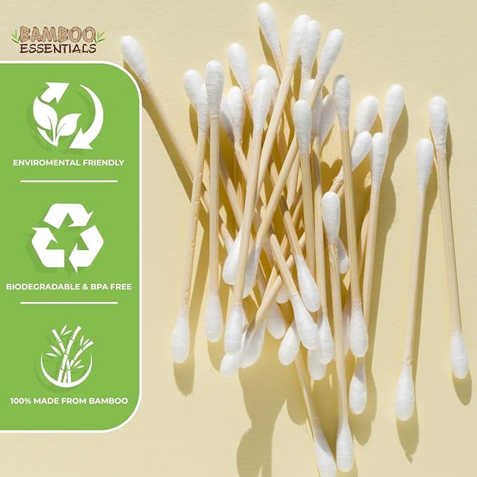 Eco-Friendly Cotton Swabs – 500 Count – Biodegradable, Plastic-Free, Sustainable Bamboo & Organic Cotton Buds – Gentle for Sensitive Skin