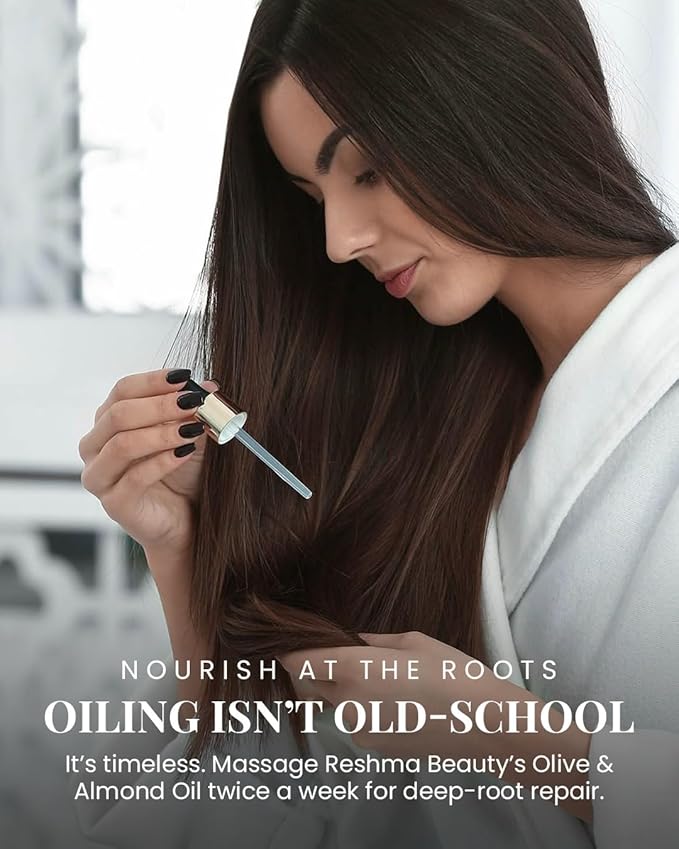 Reshma Beauty Olive & Almond Oil – Henna Infused Hydrating Oil for Hair & Scalp Health | Strengthens & Softens