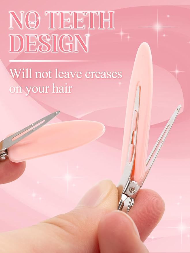 8Pcs No Bend No Crease Hair Clips- Styling Duck Bill Clips Alligator Hair Barrettes for Styling Sectioning, Small Gifts for Women Girls Salon Hairstyle Hairdressing Bangs Waves, Black & Pink