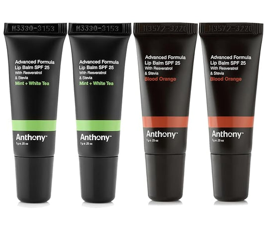 Anthony 25 SPF Lip Balm with Sunscreen for Lips – Contains Green Tea Extract, Shea Butter & Vitamin E – Moisturizing Repair Care Treatment for Chapped & Dry Lips 4-Pack