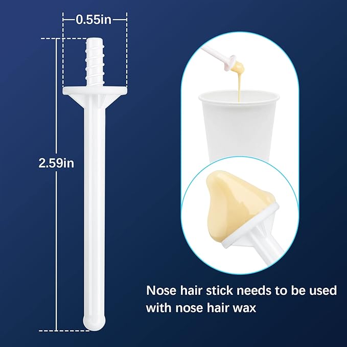 Rolybag Nose Wax Sticks Applicators, 200 Pcs Plastic Wax Rod Wand for Nostril Cleaning and Nose Hair Removal