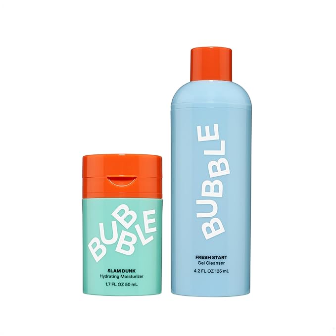 Bubble Skincare Slam Dunk Face Moisturizer for Dry Skin (50ml) + Fresh Start Exfoliating Gel Cleanser (125ml)