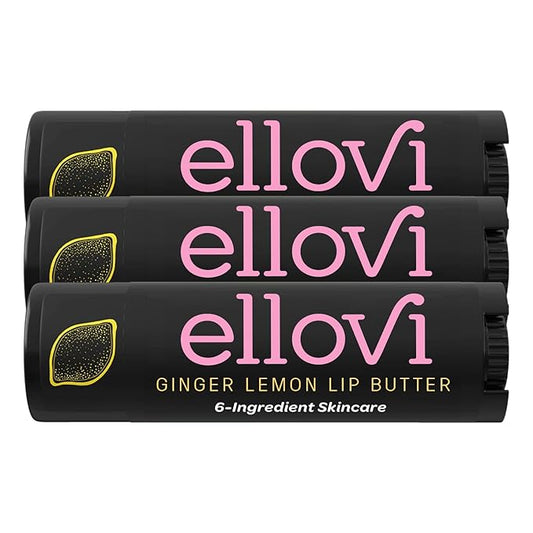 Natural Lip Butter Lip Balm - Ginger Lemon - Pure Enough to Eat - Made With Just 6 Vegan Ingredients - 100% Natural & Organic Moisturizing Lip Care for All Day Hydration (3-Pack)