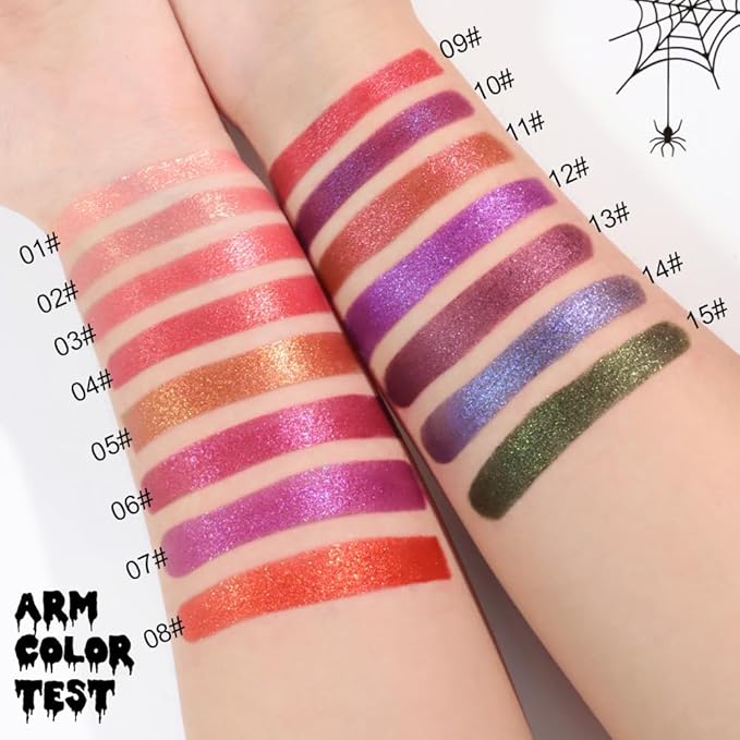 Kaely Glitter Metallic Lipstick, Shimmer Metallic Lipsticks for Women, High Pigmented Lip Color Long Lasting Waterproof Smudge Proof 24 Hour, Halloween Makeup, Vegan & Cruelty-Free, 02