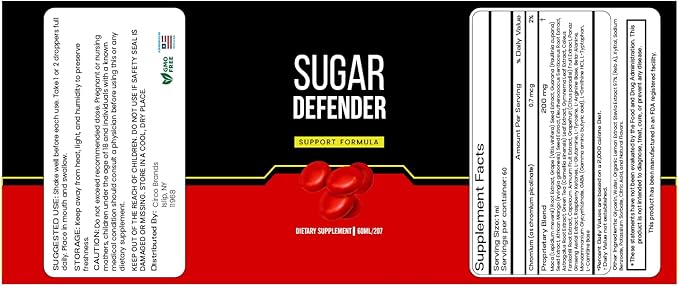 Sugar Defender - Sugar Defender Drops, Sugar Defense Super Formula, Sugar Defender 24, Sugar Defender Supplement, Sugar Defender Liquid, Defender Drop, Sugar Metabolism (60 Capsules) -1Pack