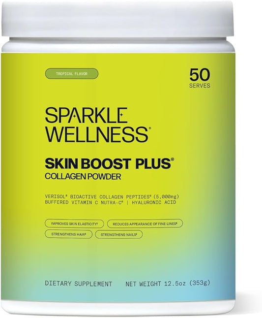 Sparkle Wellness VERISOL Bioactive Hydrolyzed Collagen Peptides | Collagen Powder Supplement with Vitamin C for Skin, Hair & Nail Health | Skin Boost (Tropical) [50-Serves]