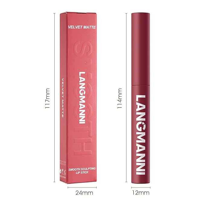 Jolilab 2Pcs Velvet Matte Lipstick Nude Matte Soft Dark Color Stick High Pigmented Long-Lasting Waterproof Lip Stick Lip Balm Beauty Cosmetics Gift for Girls and Women（03#+04#