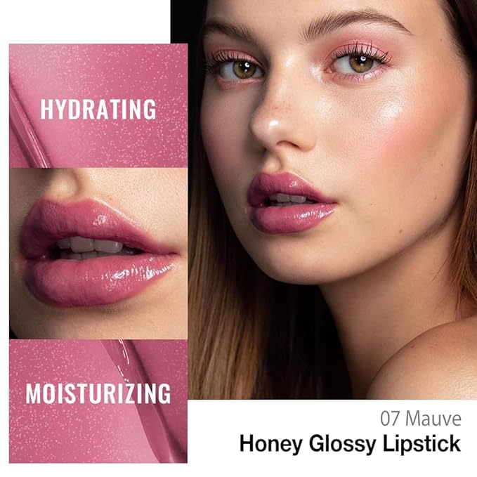 Kaely Mauve Honey Glossy Lipstick for Women, Moisturizing Shine Lipstick for Dry Lips, Hydrating Nourishing Tinted Lip Balm, Sheer Lightweight Lip Gloss Stain Makeup, Vegan & Cruelty-Free, 07