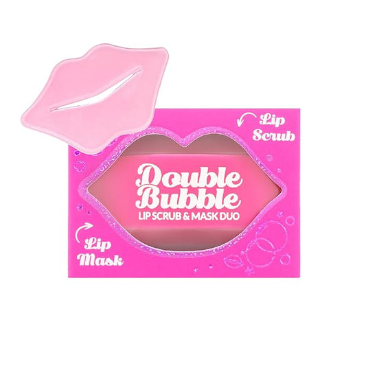 Beauty Bundle Lip Care AmorUs Double Bubble Lip Mask & Scrub Duo For Dry/Chapped/Cracked Lips Lip Exfoliant Promotes Healing & Collagen Lip Mask
