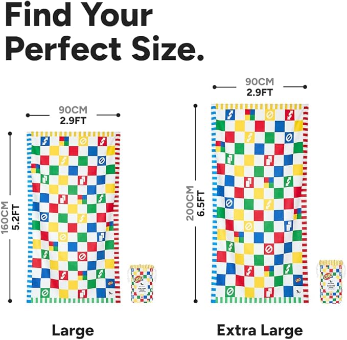 Dock & Bay Beach Towel - Quick Dry, Sand Free - Compact, Lightweight - 100% Recycled - Includes Bag - Wild Card - Large (160x90cm, 63x35)