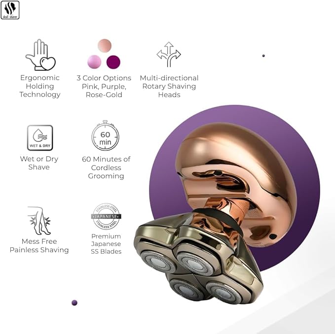 Skull Shaver Butterfly Kiss Pro (Rose Gold): Best Electric Shaver for Bikini, Leg, Body Shaving