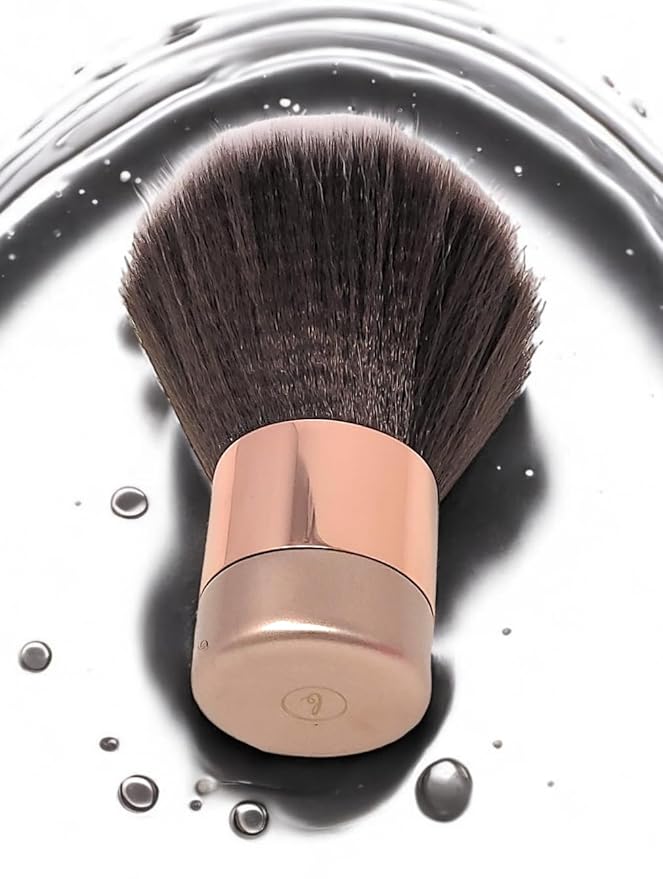 Luxurious and Large Soft Fluffy Powder Brush, Use as a Spray Tan Finishing Tool, Multipurpose Face and Body Barber and Beauty Tool, Large Kabuki Brush by BevyGold (Rosegold)