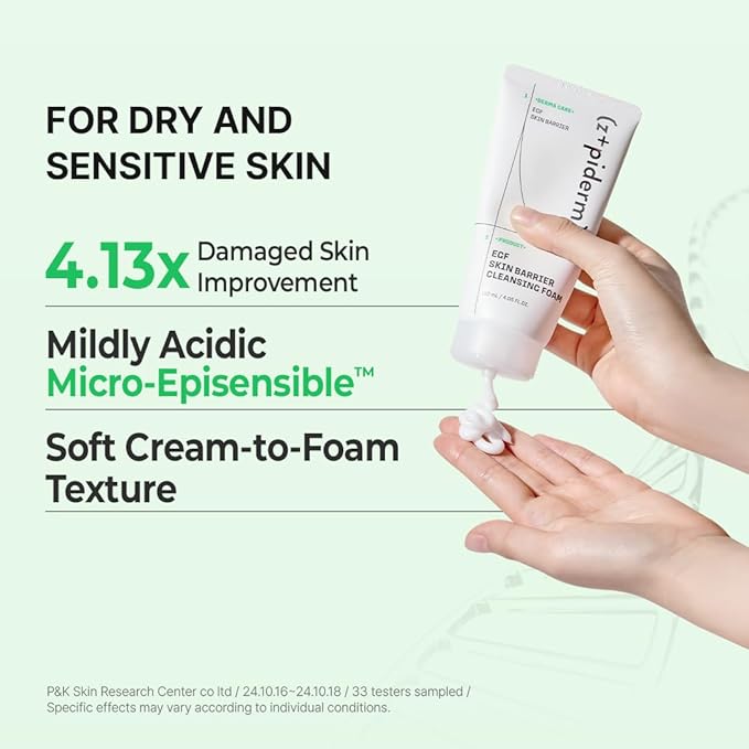 Zipiderm EGF Deep Cleansing Foam – Korean Foaming Facial Cleanser for Sensitive Skin, Double Cleansing, Face Wash for Acne Skin, Skin Barrier & Firmness, 4.05 fl oz