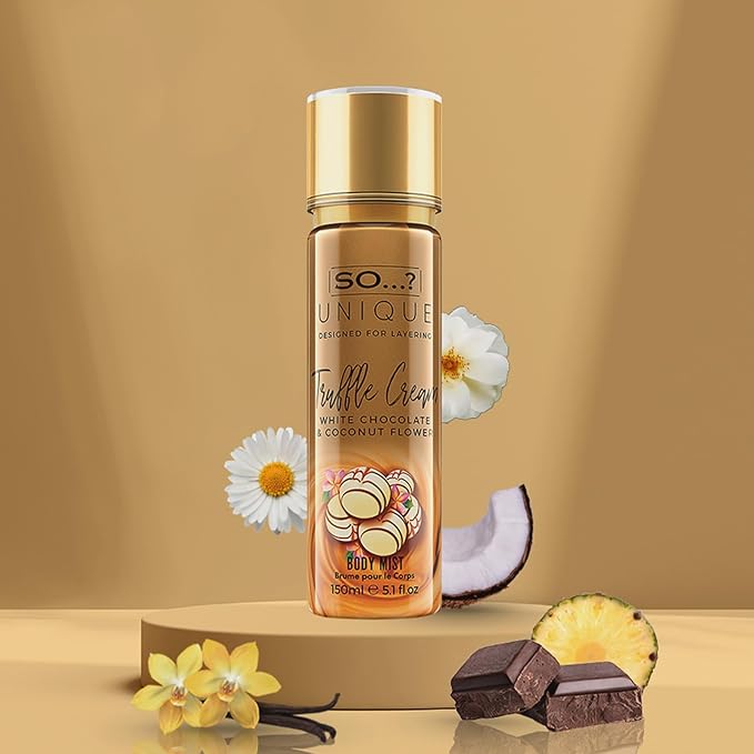 So...? Unique Truffle Cream Body Mist - Vanilla, Gourmand, Fruity Perfume for Women - Cruelty Free Body Spray for Women - 5.1 oz