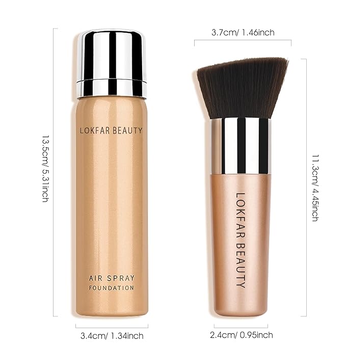 AirBrush Foundation Spray, Silky Mist Foundation Spray Makeup Set with Brush, Full Coverage Foundation for Smooth Radiant Finish, Formula Breathable Lightweight Hydrating | #02 Nude