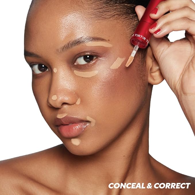 TIRTIR Glide&Hide Blurring Concealer - Creamy texture, Conceals dark circles and wrinkles, Dual formula (liquid tip & balm stick), Long-lasting wear, Korean Makeup, #4.5N, 0.28 Oz