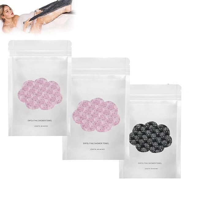 Exfoliating Shower Towel,Premium Scrub Wash Cloth for Body Face,Quick Drying Durable and Gentle for Sensitive Skin,Travel Friendly. (3)